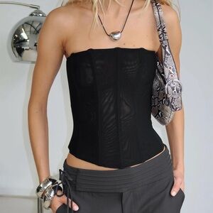 Princess Polly Oscuro Longline Black Mesh Corset Top